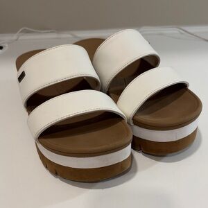 Reef Women's Vista White and Brown Platform Sandals